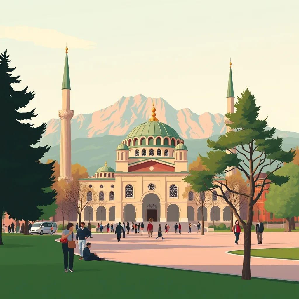 Akşam: Uludağ Teleferiği ve Tophane Manzarası illustrator