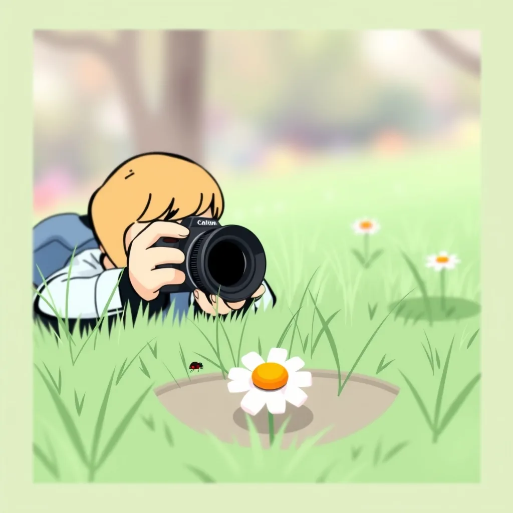 Yerden alçak açı ile çiçek fotoğrafı çekmek