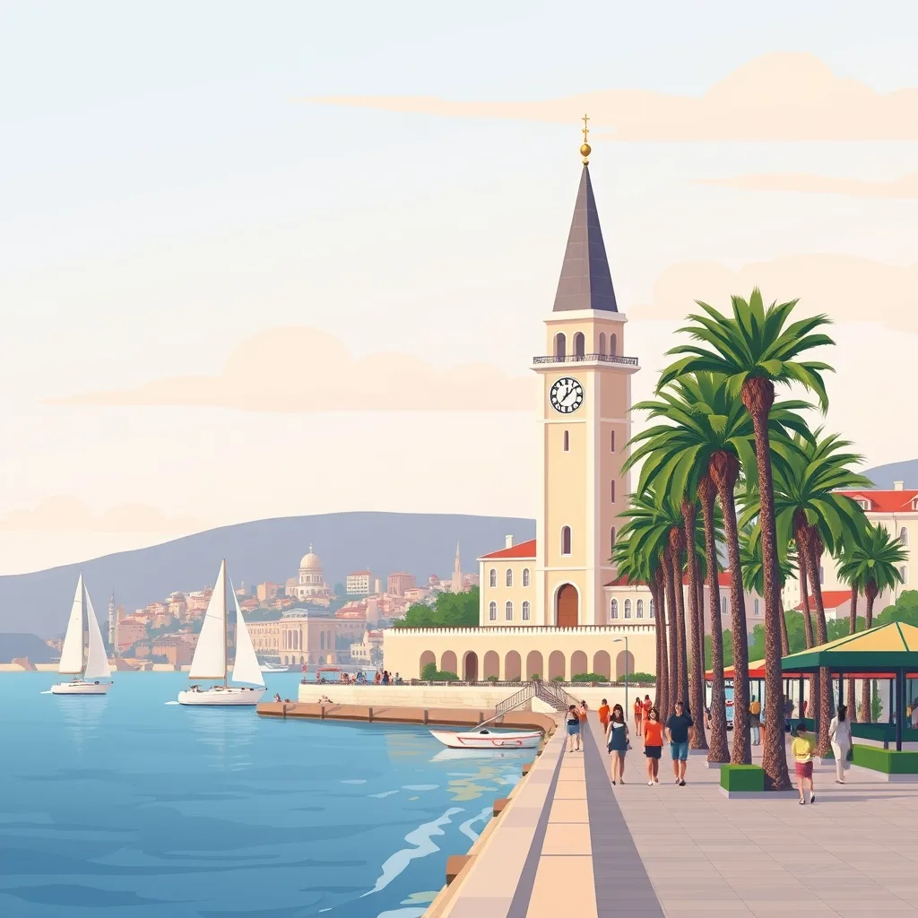 Akşam: Kordon Yürüyüşü ve Vapurla Karşıya Geçiş illustrator