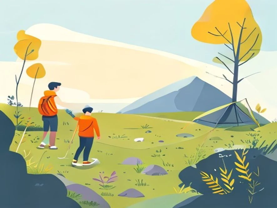 Kamp için çadır kurmadan önce düz ve uygun yer seçimini anlatan resimli adım