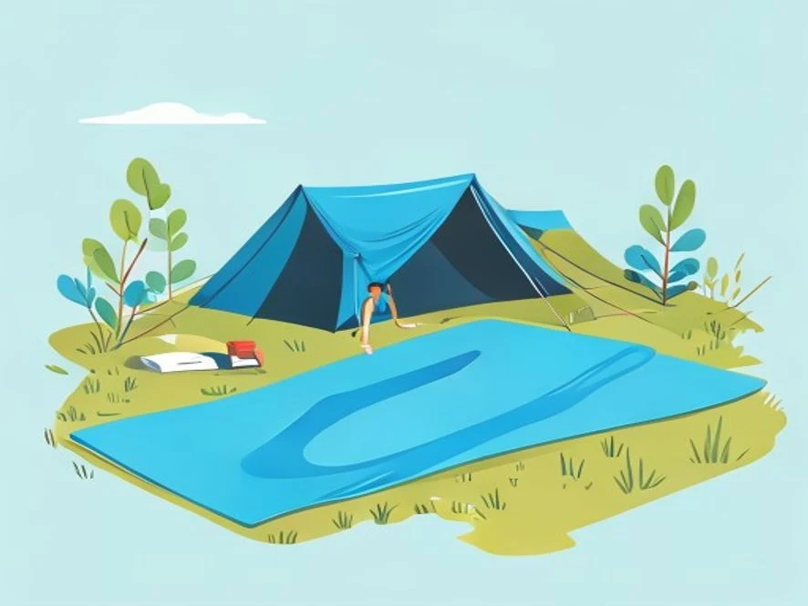 Çadır altına zemin örtüsü serildiğini gösteren resimli adım