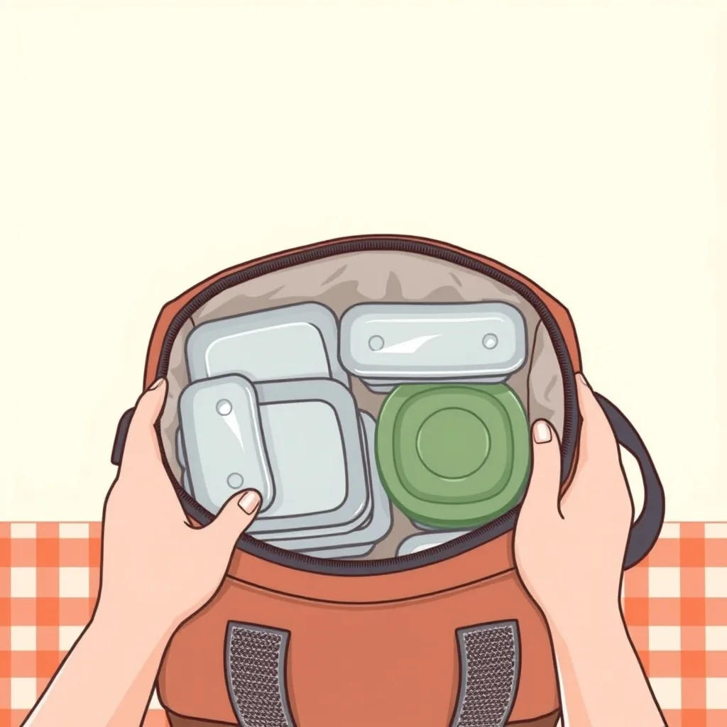 Soğuk çantaya buz aküleriyle yiyecek yerleştirmek