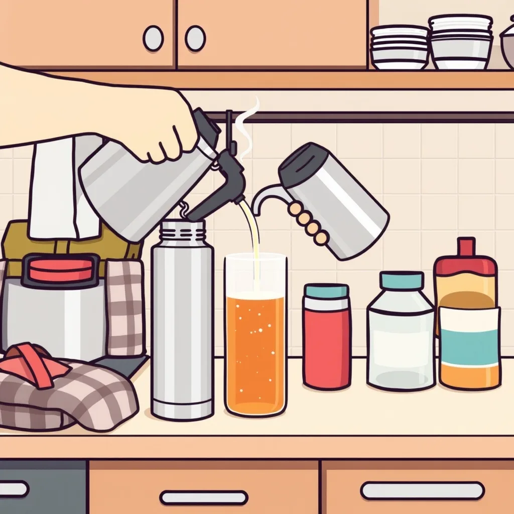 Termosa sıcak çay doldurmak