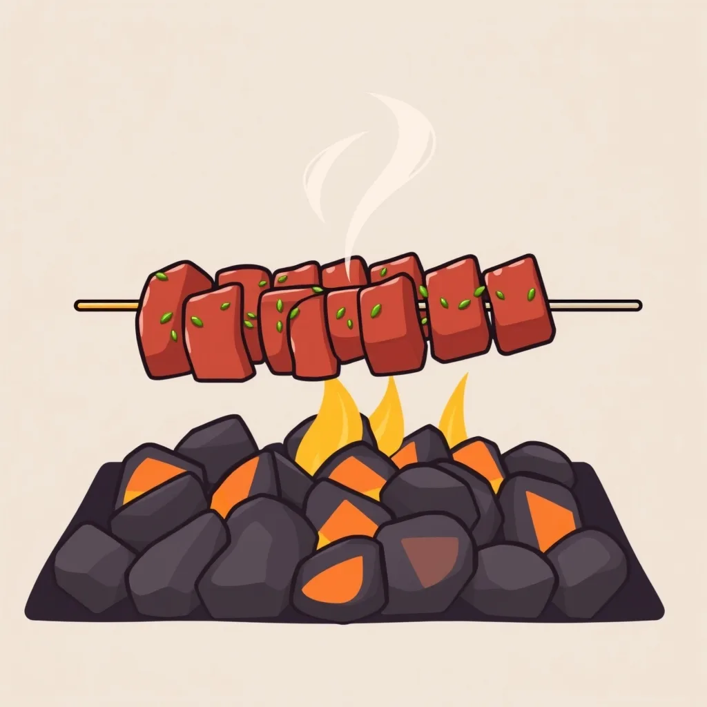 Şişe geçirilmiş marine dana küplerinin kömürlü mangalda kızarması